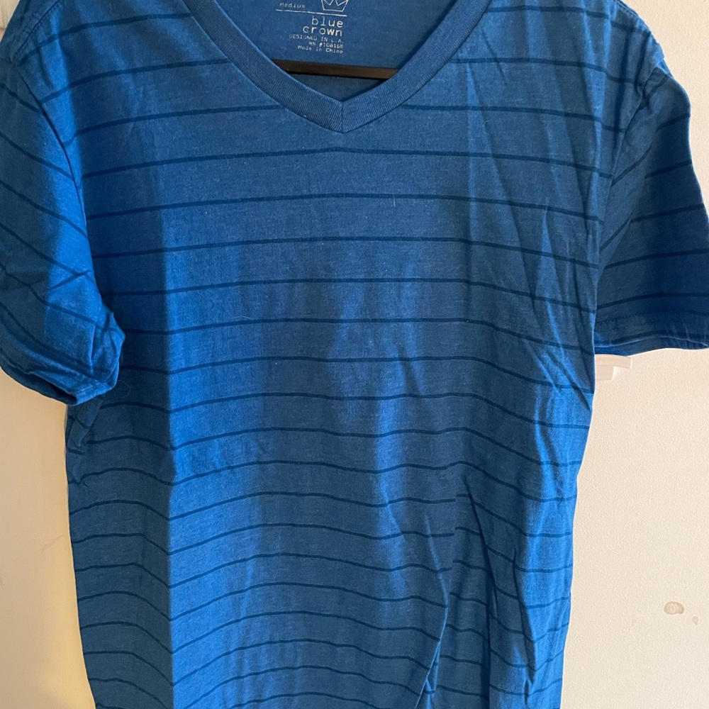 Blue Striped V-Neck Men's Shirt